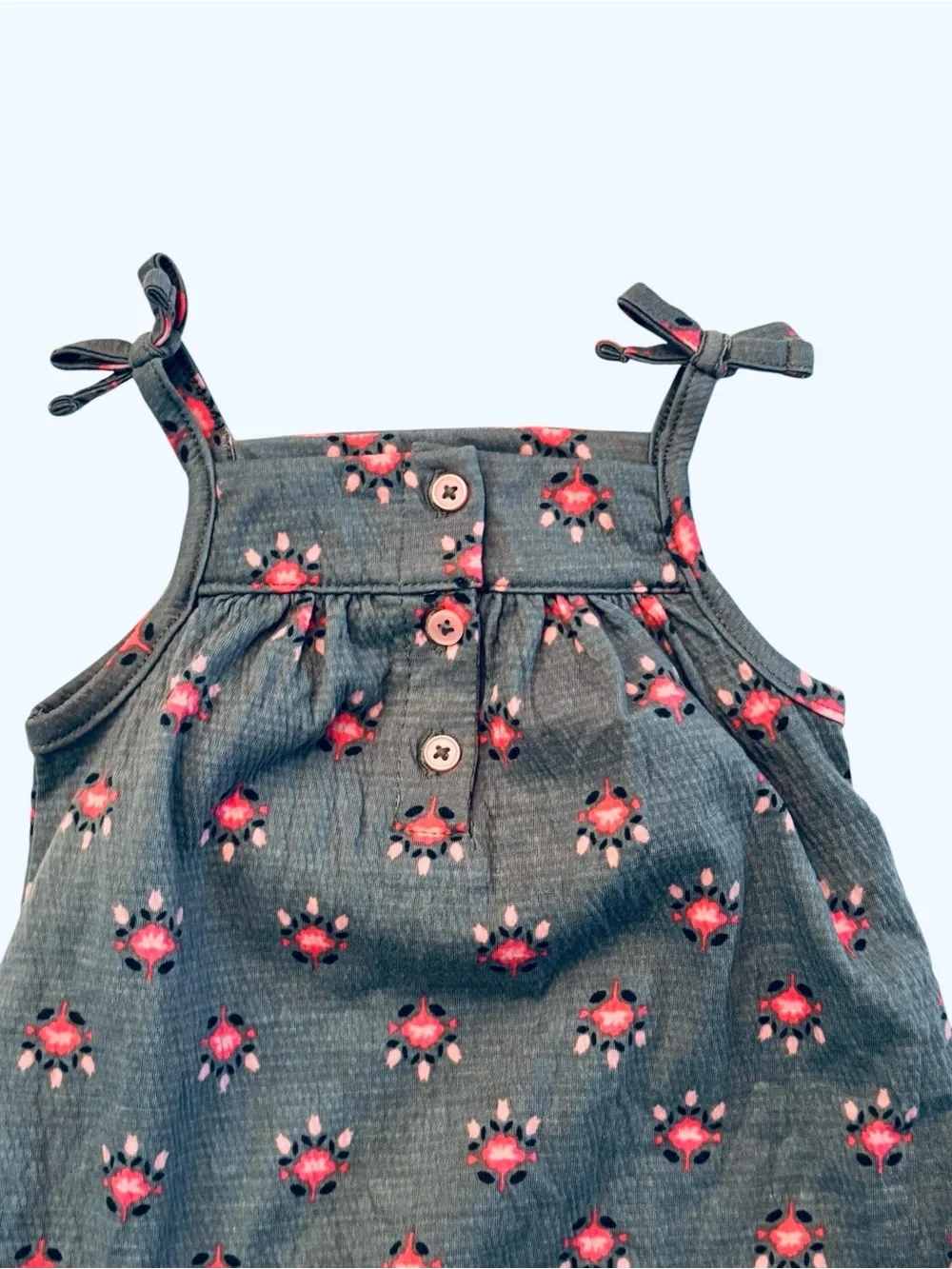 Carter's Charcoal Romper with Pink Floral Print 12M 8 0553